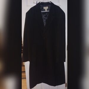 Pronto Uomo Long Black Wool/Cashmere Overcoat Dress Coat 48L 54" Chest EUC